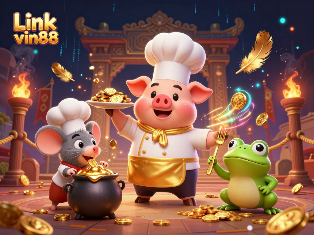 Engage in top online games at Link vin88 with a vibrant casino-themed illustration.