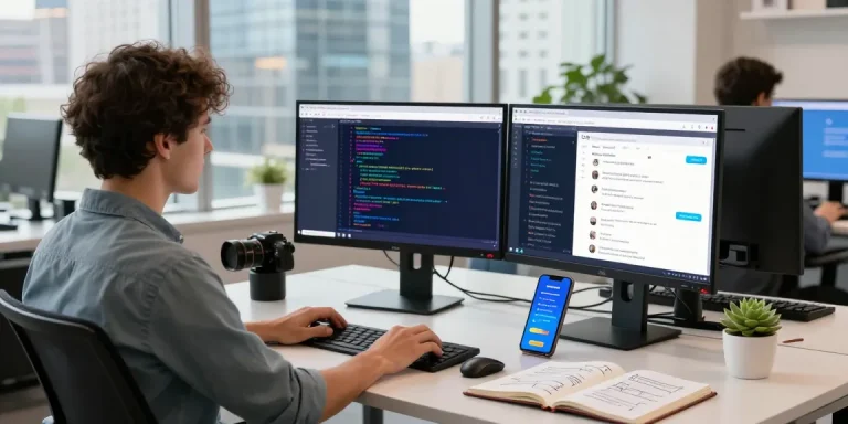 Engaging workspace showcasing the Telegram Web Version in a modern office environment.